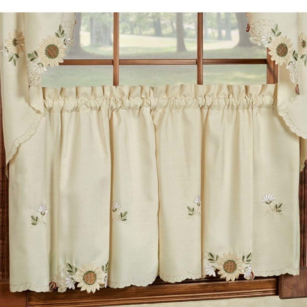 3 pcs Sweet Home Collection Kitchen Window Tier, Swag, or Valance Curtain